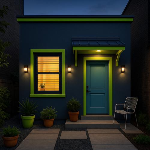 Tipe 36, rumah kecil warna hijau dan biru elegan